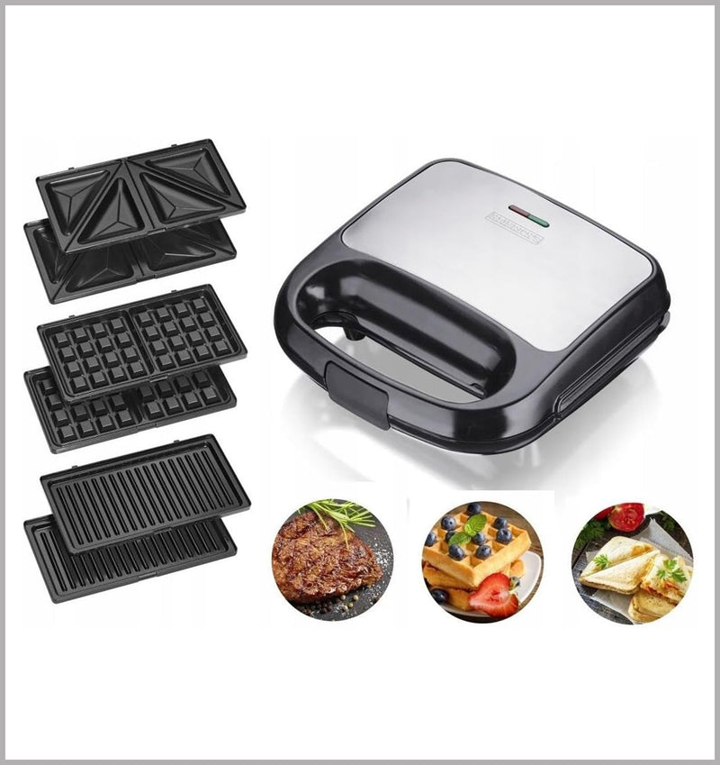 HEINRICHS 3 IN 1 Sandwich Toaster, Waffle Maker, Grill HST 8683