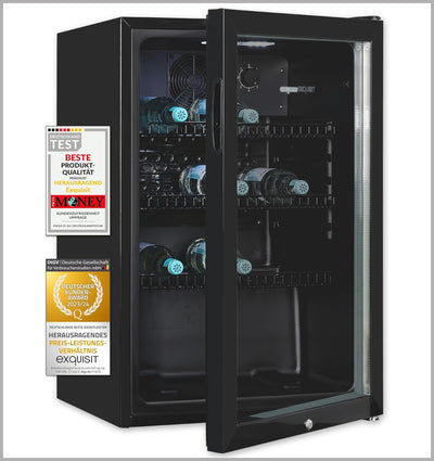 Exquisit GKS120-GT-160C glass door refrigerator, black  118 L Freestanding unit